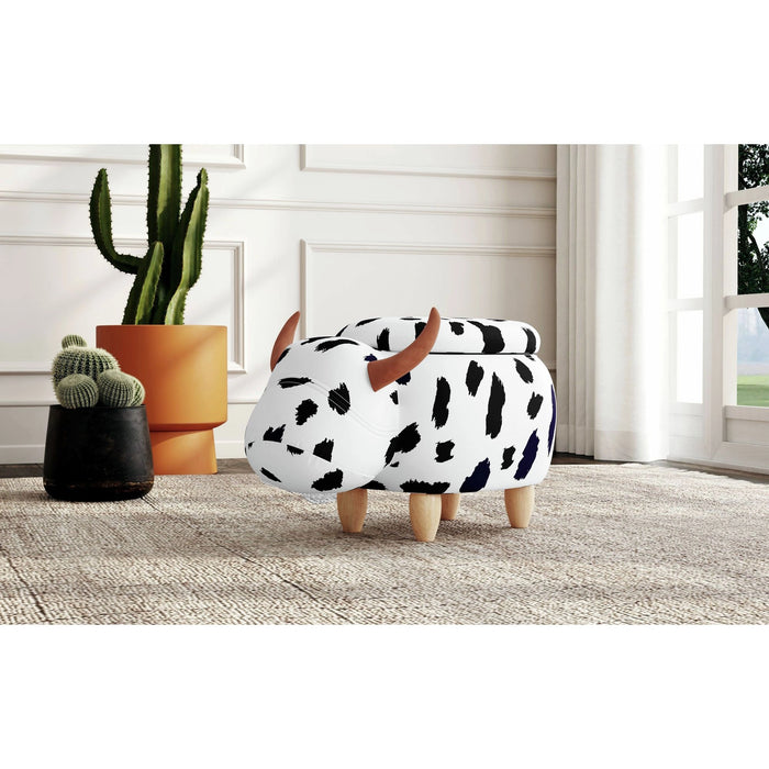 Cow Storage Stool in White and Black - Tony’s Furniture Store & Linen (GA) - Multi Location