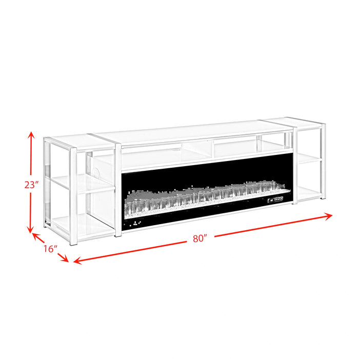 Midway 80"" TV Console with Firelight in White - Tony’s Furniture Store & Linen (GA) - Multi Location