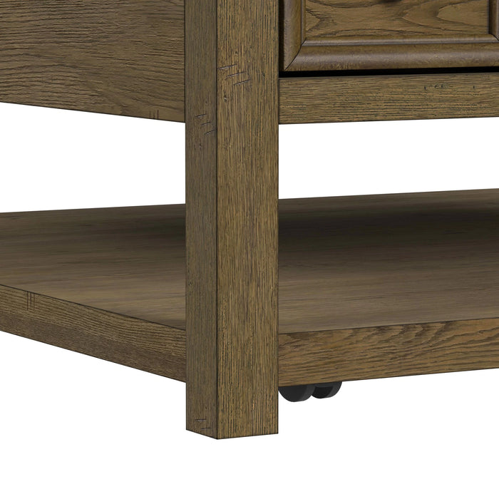 Heritage & Home Square Coffee Table with Casters in Oak Brown - Tony’s Furniture Store & Linen (GA) - Multi Location