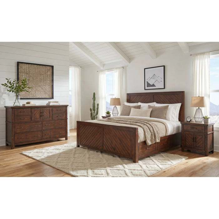 Jax Platform Storage Bedroom Set in Cherry - Tony’s Furniture Store & Linen (GA) - Multi Location