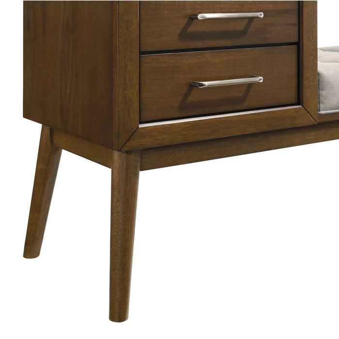 Malibu Bench with Grey Fabric in Walnut - Tony’s Furniture Store & Linen (GA) - Multi Location