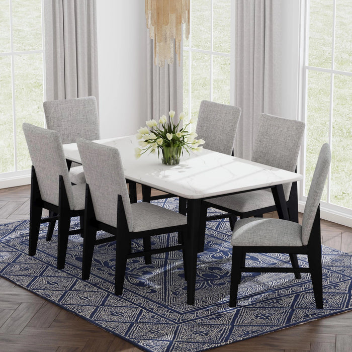 Marlene Dining Side Chair with Grey Fabric in Black (2 Per Carton) - Tony’s Furniture Store & Linen (GA) - Multi Location