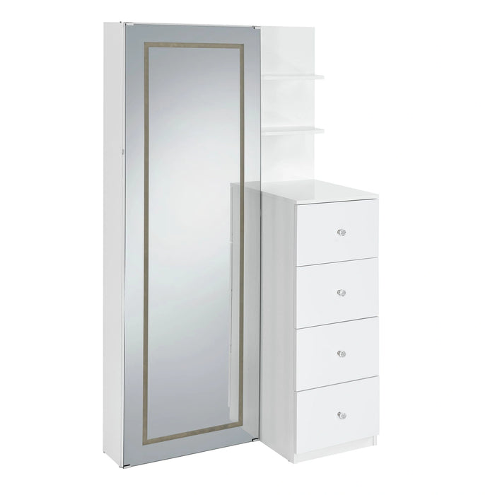 Vancouver Floor Mirror With Storage in White - Tony’s Furniture Store & Linen (GA) - Multi Location