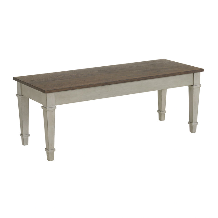 Farmington Storage Dining Bench in Medium Brown and Washed Stone - Tony’s Furniture Store & Linen (GA) - Multi Location