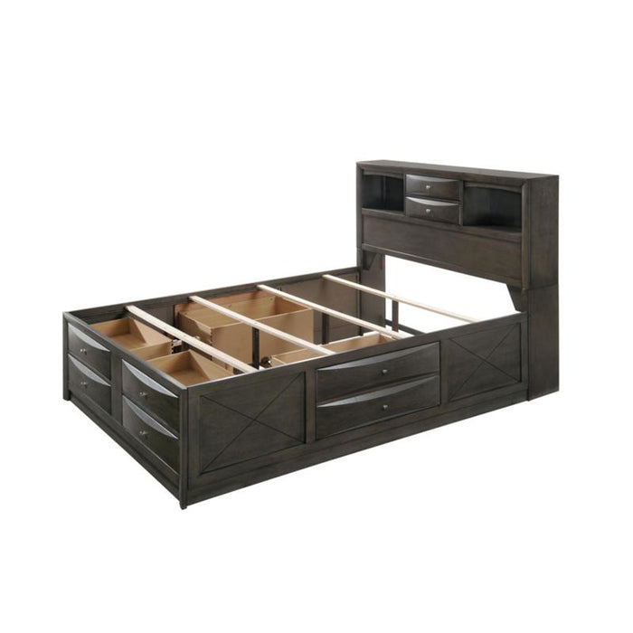 Crown Mark Emily King Captain's Storage Bed in Grey - Tony’s Furniture Store & Linen (GA) - Multi Location
