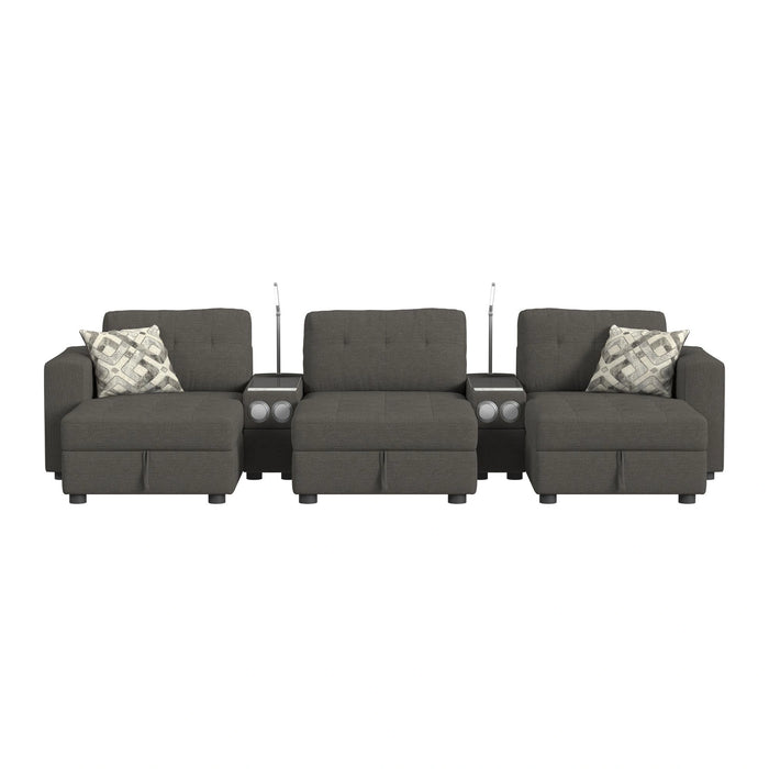 Options One 8PC Living Room Set in Palmer Plus Ash with Media Console - Tony’s Furniture Store & Linen (GA) - Multi Location
