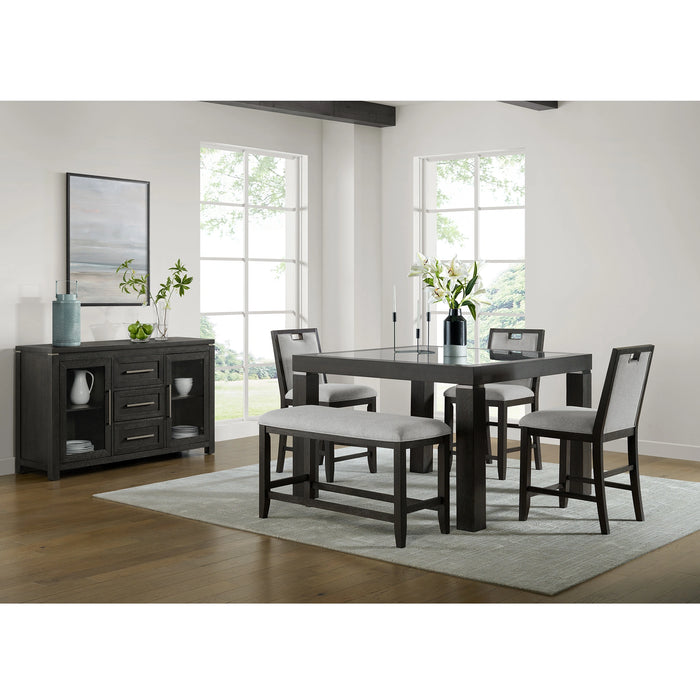 Elodie Counter Table with Glass in Charcoal - Tony’s Furniture Store & Linen (GA) - Multi Location