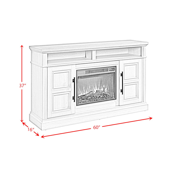 Villa Console with 23"" Fireplace Insert in White & Natural - Tony’s Furniture Store & Linen (GA) - Multi Location