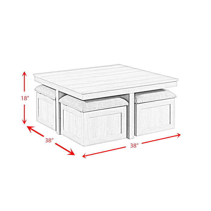 Uster Coffee Table W/Four storage Stools Grey - Tony’s Furniture Store & Linen (GA) - Multi Location