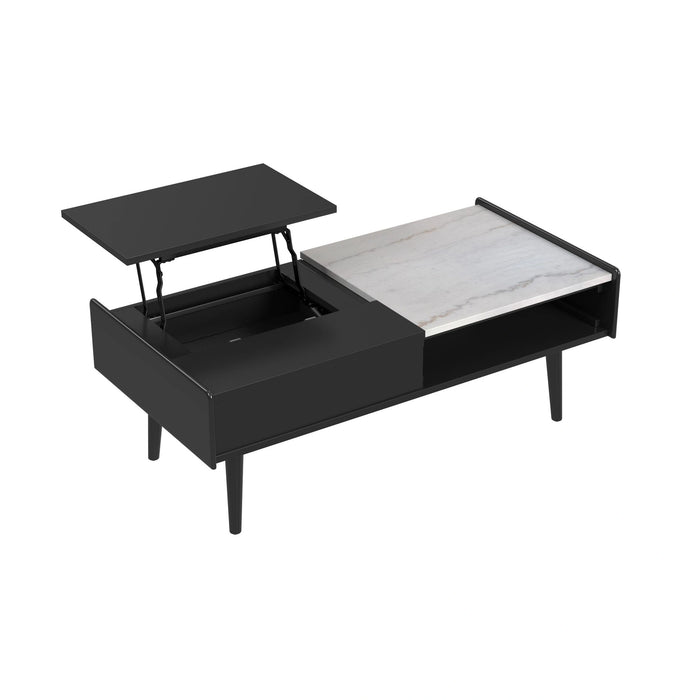 Lanette Coffee Table with White Marble and Lift-Top in Black - Tony’s Furniture Store & Linen (GA) - Multi Location