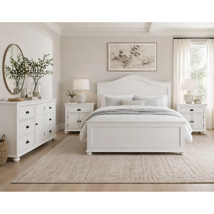 Kona Bedroom Set with 2 Nightstands in White - Tony’s Furniture Store & Linen (GA) - Multi Location