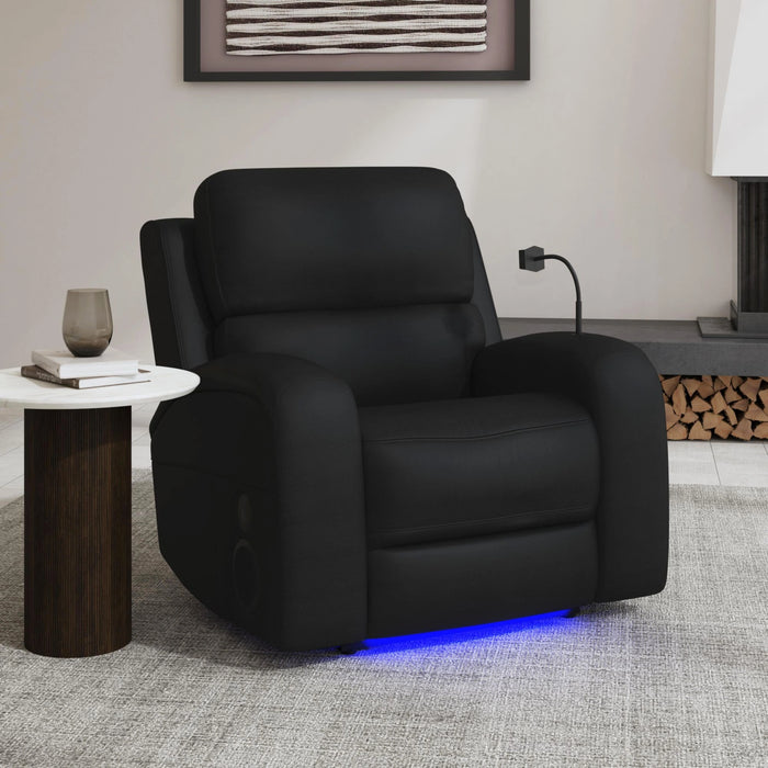 Euphora P3 Power Glider Recliner W/Heat & Massage, Music, Ipad holder W/wireless charger and USBC in Aline Black - Tony’s Furniture Store & Linen (GA) - Multi Location