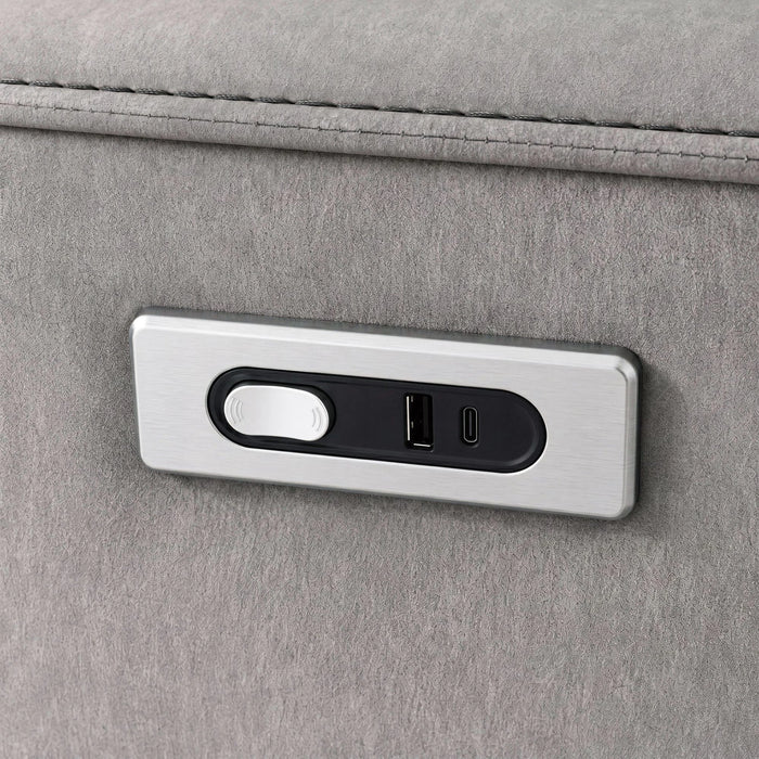 Jackpot P1 Sofa with Heat Massage in Explore Light Grey - Tony’s Furniture Store & Linen (GA) - Multi Location