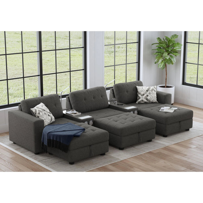 Options One 8PC Living Room Set in Palmer Plus Ash with Media Console - Tony’s Furniture Store & Linen (GA) - Multi Location