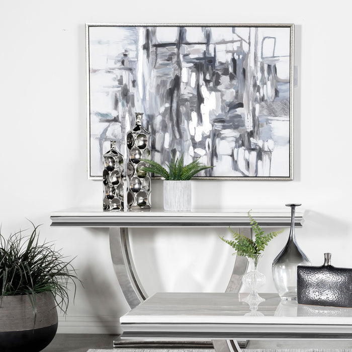 Kerwin U-base Rectangle Sofa Table White and Chrome - Tony’s Furniture Store & Linen (GA) - Multi Location