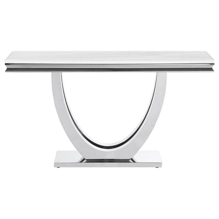 Kerwin U-base Rectangle Sofa Table White and Chrome - Tony’s Furniture Store & Linen (GA) - Multi Location