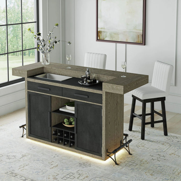 Jemma Bar Table with Light in Grey and Dark Espresso - Tony’s Furniture Store & Linen (GA) - Multi Location