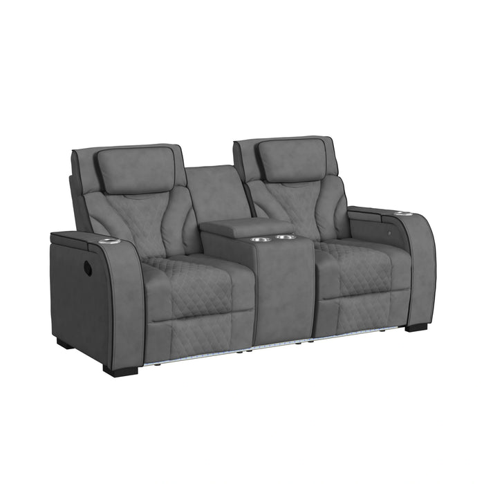 Blitz Motion Loveseat with Console, and LED - Tony’s Furniture Store & Linen (GA) - Multi Location