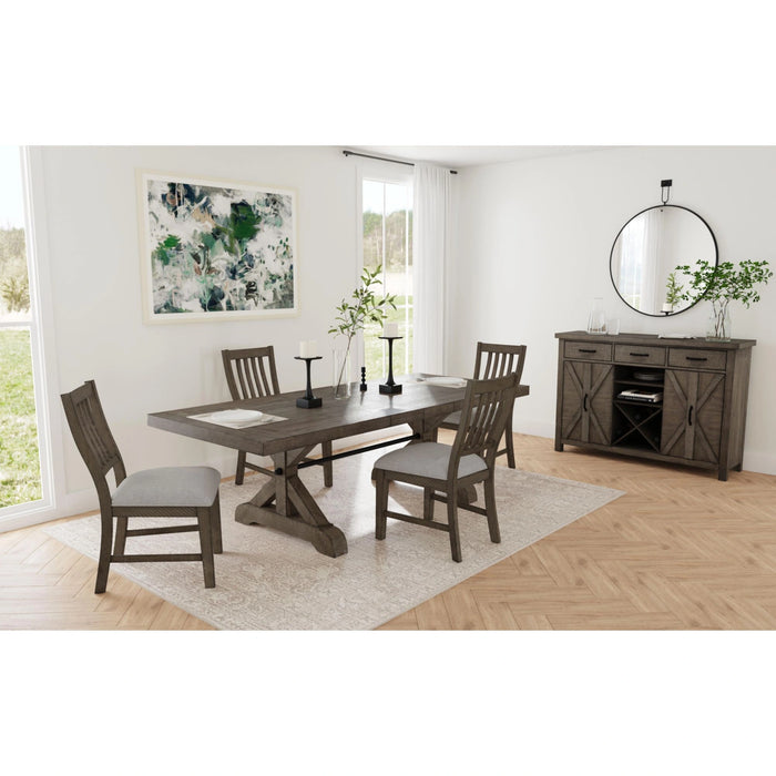 Yellowstone Dining Side Chair with Grey Fabric in Medium Brown (2 Per Carton) - Tony’s Furniture Store & Linen (GA) - Multi Location