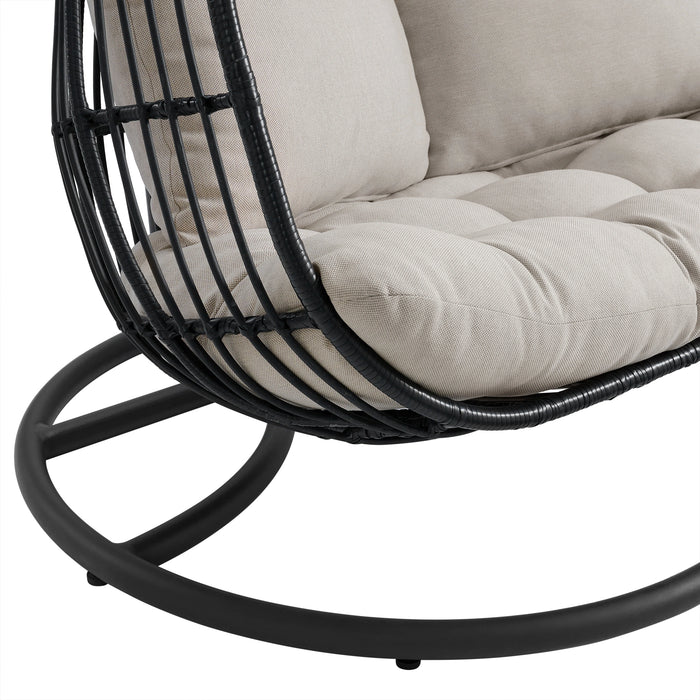Playa Double Swing Egg Chair Complete - Dark Grey and Olefin Beige