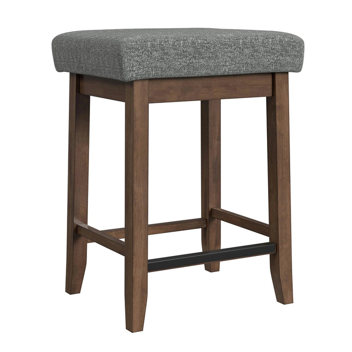 Santa Barbara Kitchen Island & 2 Counter Stools with Dark Grey Fabric in Walnut