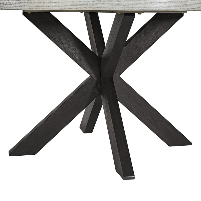 Axel 5PC Standard Height Dining Set in Espresso-Round Table and Four Light Grey Fabric Chairs - Tony’s Furniture Store & Linen (GA) - Multi Location