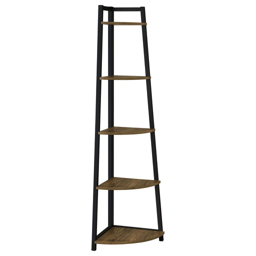 Jacksonville 5-tier Corner Bookcase Aged Walnut - Tony’s Furniture Store & Linen (GA) - Multi Location
