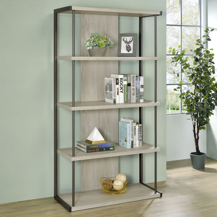 Loomis 4-shelf Bookcase Whitewashed Grey - Tony’s Furniture Store & Linen (GA) - Multi Location