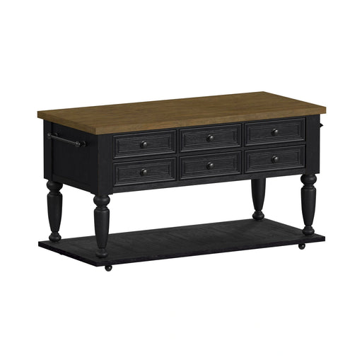 Heritage & Home Kitchen Island with Casters in Oak Brown and Black - Tony’s Furniture Store & Linen (GA) - Multi Location