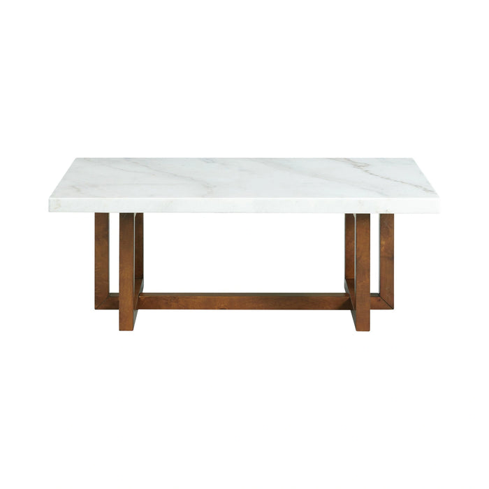 Morris Coffee Table in Espresso W/White Marble Top (3A Packing) - Tony’s Furniture Store & Linen (GA) - Multi Location
