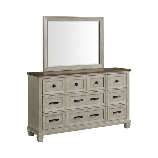Farmington Dresser and Mirror Set in Medium Brown and Washed Stone - Tony’s Furniture Store & Linen (GA) - Multi Location
