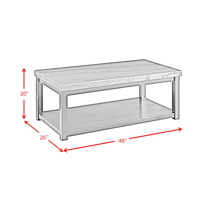 Marcello White Rectangular Coffee Table W/ Casters ISTA3 Packaging - Tony’s Furniture Store & Linen (GA) - Multi Location