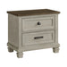 Farmington 2-Drawer Nightstand with USB in Medium Brown and Washed Stone - Tony’s Furniture Store & Linen (GA) - Multi Location