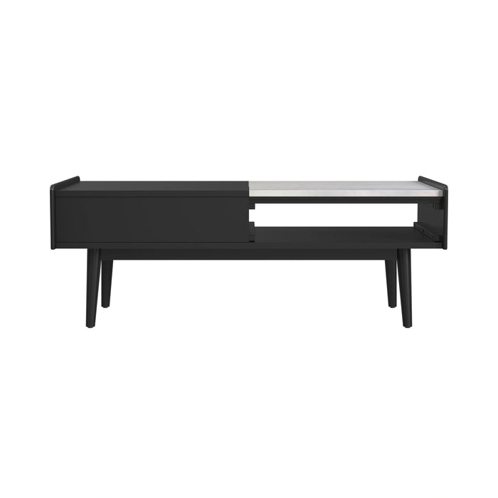 Lanette Coffee Table with White Marble and Lift-Top in Black - Tony’s Furniture Store & Linen (GA) - Multi Location