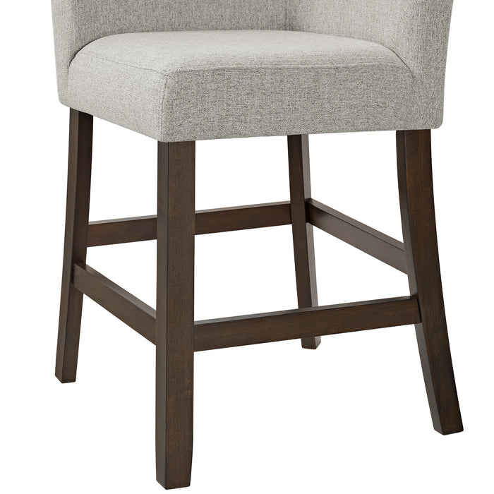 Seneca Counter Corner Bench with Upholstered Back and Grey Fabric