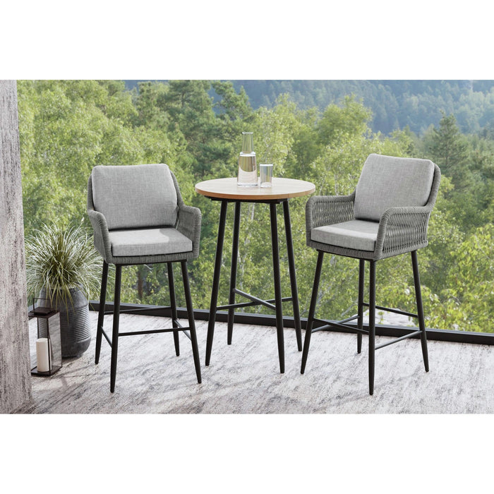 Bayhill Barstool with Grey Fabric in Black (2 Per Carton) - Tony’s Furniture Store & Linen (GA) - Multi Location