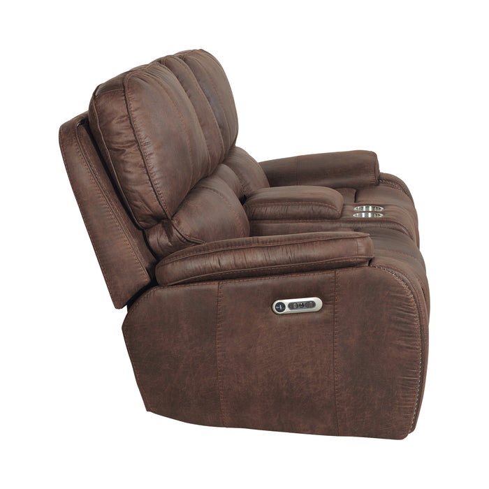 Atlantis Power Motion Loveseat with Power Motion Head Recliner & Console in Heritage Brown - Tony’s Furniture Store & Linen (GA) - Multi Location