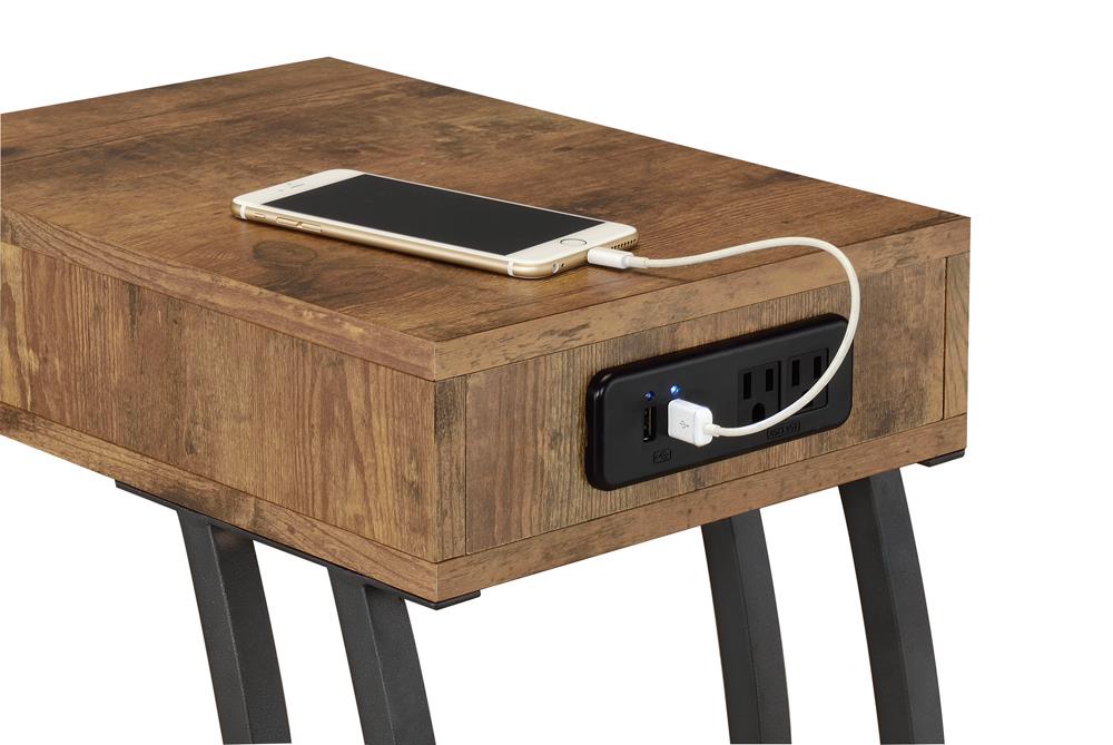 Troy Accent Table with Power Outlet Antique Nutmeg - Tony’s Furniture Store & Linen (GA) - Multi Location