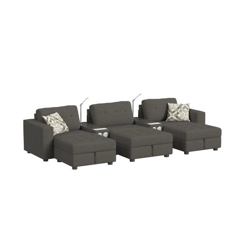 Options One 8PC Living Room Set in Palmer Plus Ash with Media Console - Tony’s Furniture Store & Linen (GA) - Multi Location