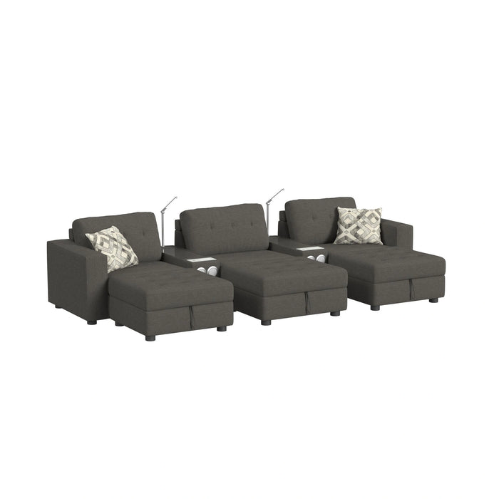 Options One 8PC Living Room Set in Palmer Plus Ash with Media Console - Tony’s Furniture Store & Linen (GA) - Multi Location
