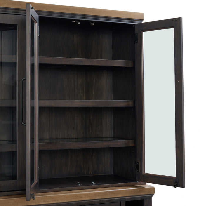 Montrose Server and Hutch with LED Light in Espresso and Brown - Tony’s Furniture Store & Linen (GA) - Multi Location