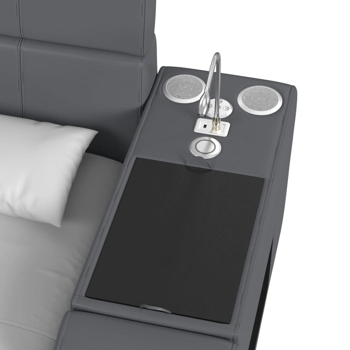 Valari Nightstand with Electronic Features in Grey PU - Tony’s Furniture Store & Linen (GA) - Multi Location