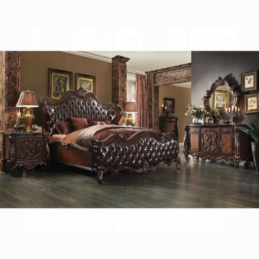 Versailles 2-Tone Dark Brown PU & Cherry Oak Queen Bed - Tony’s Furniture Store & Linen (GA) - Multi Location