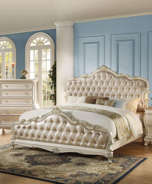 Acme Chantelle Queen Bed with Button Tufted Panels in Pearl White 23540Q - Tony’s Furniture Store & Linen (GA) - Multi Location