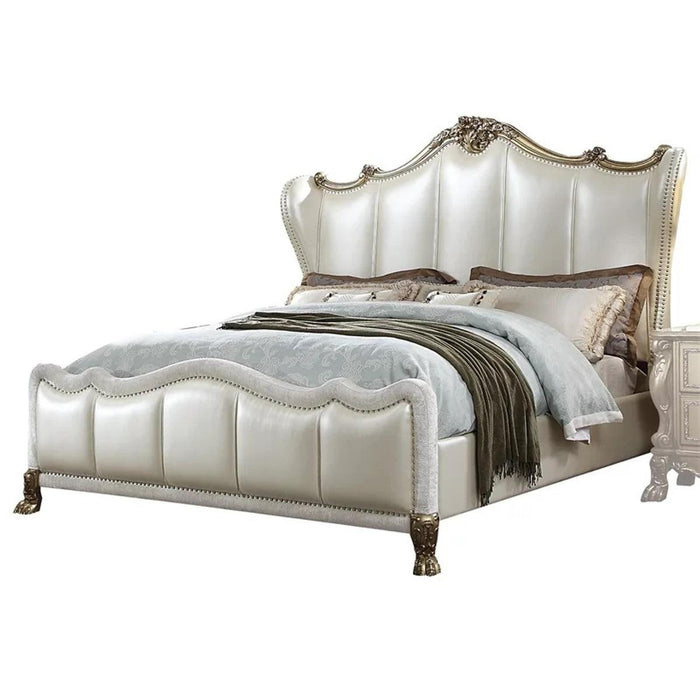 Acme Furniture Dresden II King Bed in Pearl White PU & Gold Patina 27817EK - Tony’s Furniture Store & Linen (GA) - Multi Location