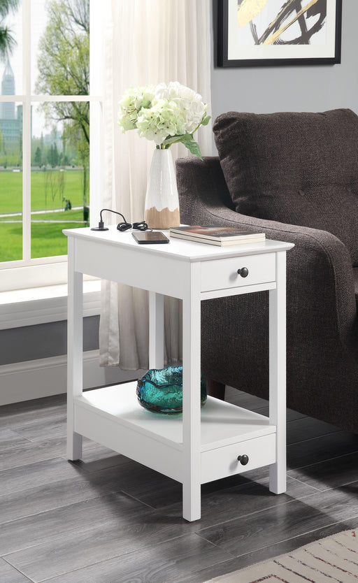 Byzad White Side Table (USB Charging Dock) - Tony’s Furniture Store & Linen (GA) - Multi Location