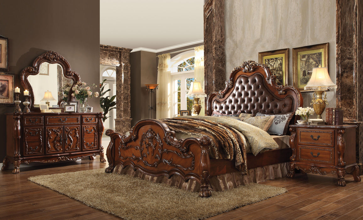 Dresden PU & Cherry Oak Queen Bed - Tony’s Furniture Store & Linen (GA) - Multi Location