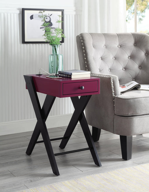 Fierce Burgundy & Black Side Table (USB Charging Dock) - Tony’s Furniture Store & Linen (GA) - Multi Location