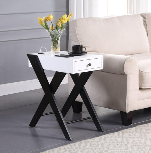Fierce White & Black Side Table (USB Charging Dock) - Tony’s Furniture Store & Linen (GA) - Multi Location