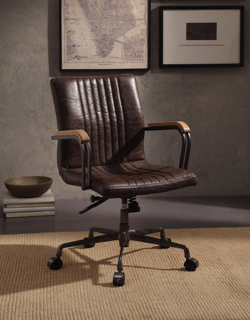 Joslin Distress Chocolate Top Grain Leather Office Chair - Tony’s Furniture Store & Linen (GA) - Multi Location